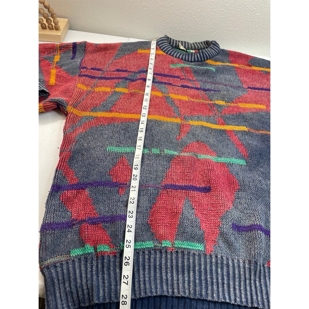 Vintage COLORE Italy Abstract Knit Sweater XL 90s Art Pattern Made in Italy - Picture 5 of 9